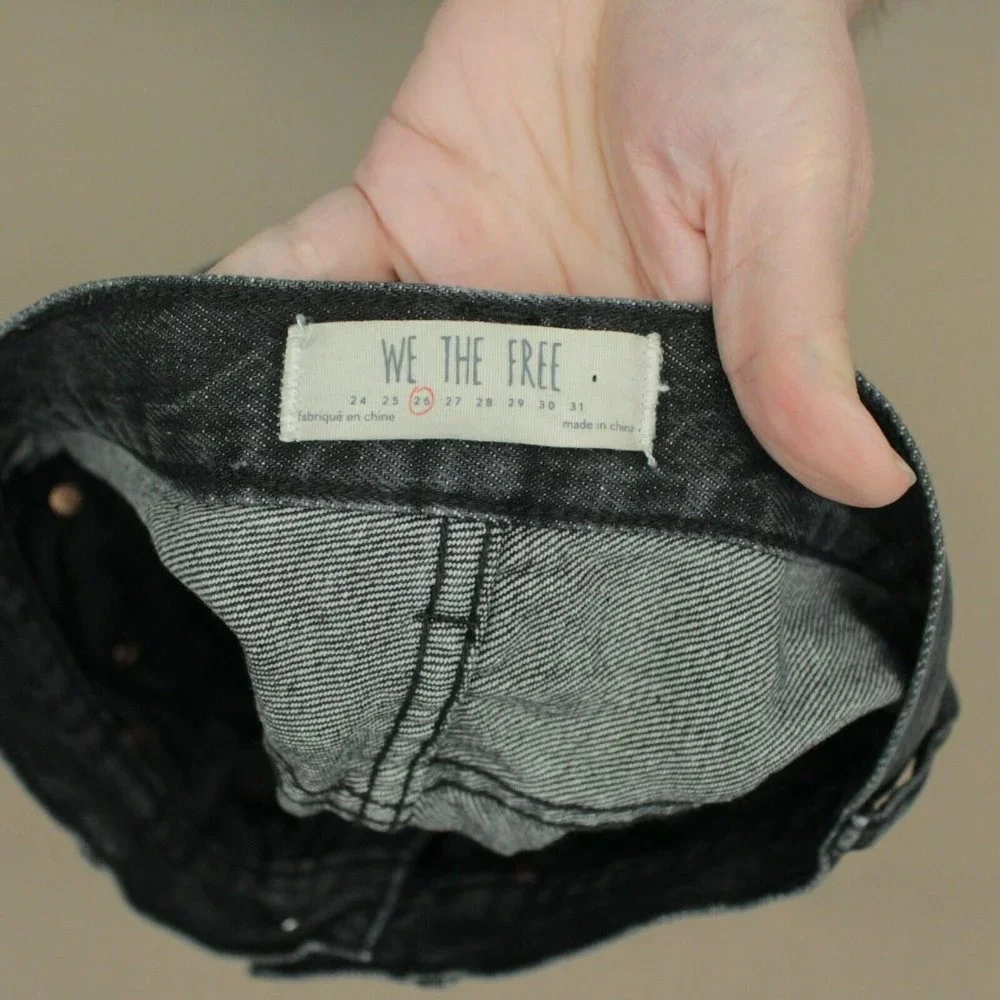 Free People We The Free Relaxed & Destroyed Skirt Women's Size 26 Black Denim